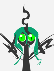 Size: 600x800 | Tagged: safe, artist:underpable, derpibooru import, queen chrysalis, changeling, changeling queen, female, horn, looking at you, simple background, solo, white background