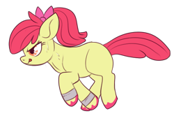 Size: 584x387 | Tagged: safe, artist:lulubell, derpibooru import, apple bloom, alternate hairstyle, running, simple background, solo, sweatband, tongue out, transparent background