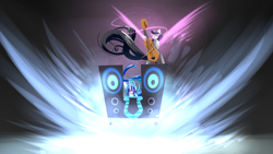 Size: 1920x1080 | Tagged: safe, artist:underpable, derpibooru import, dj pon-3, octavia melody, vinyl scratch, earth pony, pony, unicorn, slice of life (episode), background pony, bipedal, cello, derpin daily, drop the bass, female, mare, musical instrument, wubcart