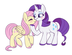 Size: 769x588 | Tagged: safe, artist:lulubell, derpibooru import, fluttershy, rarity, pegasus, pony, unicorn, female, flarity, hoof polish, lesbian, nail polish, shipping, simple background, transparent background