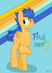 Size: 1493x2077 | Tagged: safe, artist:yaaaco, derpibooru import, flash sentry, pegasus, pony, male, missing cutie mark, solo, stallion