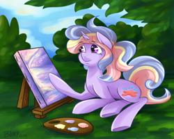 Size: 1000x800 | Tagged: safe, artist:bloodorangepancakes, oc, oc only, oc:pastel splash, pony, unicorn, painting, solo