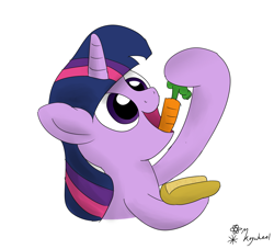 Size: 2237x2032 | Tagged: safe, artist:mkogwheel, derpibooru import, twilight sparkle, 30 minute art challenge, carrot dog, food, simple background, solo, white background