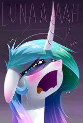 Size: 1181x1748 | Tagged: safe, artist:underpable, derpibooru import, princess celestia, alicorn, pony, blushing, crying, dialogue, female, floppy ears, mare, messy mane, open mouth, sad, solo