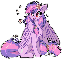 Size: 1050x998 | Tagged: safe, artist:tenebristayga, oc, oc only, oc:moonlight blossom, chest fluff, flower, simple background, solo, transparent background