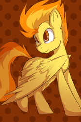 Size: 2200x3300 | Tagged: safe, artist:bravefleet, spitfire, pegasus, pony, abstract background, colored pupils, smiling, solo