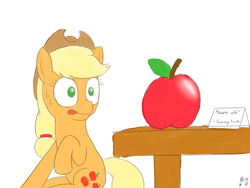 Size: 1280x960 | Tagged: safe, artist:mkogwheel, derpibooru import, applejack, earth pony, pony, 30 minute art challenge, apple, eyes on the prize, solo, temptation, that pony sure does love apples