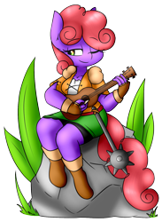Size: 1119x1529 | Tagged: safe, artist:rice, oc, oc only, oc:violet patronage, anthro, bard, commission, fantasy class, rpg, simple background, solo, transparent background, ukulele