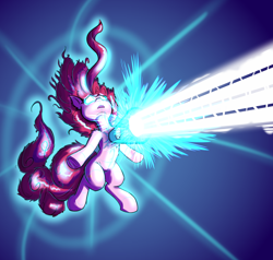 Size: 1280x1216 | Tagged: safe, artist:heir-of-rick, pinkie pie, earth pony, pony, beam, cannon, element of laughter, glowing eyes, newbie artist training grounds, party cannon, solo