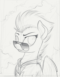 Size: 1219x1571 | Tagged: safe, artist:yakovlev-vad, derpibooru import, spitfire, pegasus, pony, grayscale, monochrome, solo