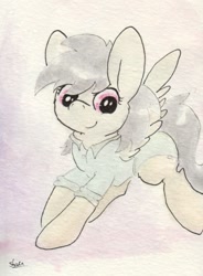 Size: 675x918 | Tagged: safe, artist:slightlyshade, daring do, pegasus, pony, clothes, solo, traditional art