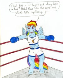 Size: 810x1004 | Tagged: safe, artist:jose-ramiro, derpibooru import, rainbow dash, anthro, pegasus, boxing, boxing gloves, female, solo