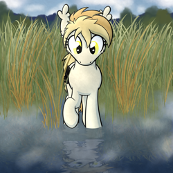 Size: 3000x3000 | Tagged: safe, artist:moemneop, oc, oc only, oc:rakka, bat pony, pony, solo, water