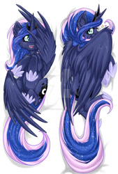 Size: 800x1182 | Tagged: safe, artist:sky-railroad, princess luna, alicorn, pony, body pillow, body pillow design, fluffy, solo, spread wings, watermark