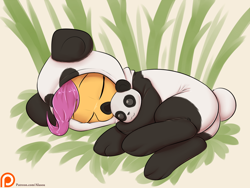 Size: 1200x900 | Tagged: safe, artist:alasou, derpibooru import, scootaloo, panda, pony, animal costume, clothes, costume, cute, cutealoo, eyes closed, kigurumi, panda costume, patreon, patreon logo, plushie, sleeping, solo