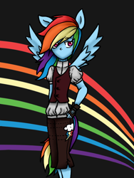 Size: 480x640 | Tagged: safe, artist:jadekettu, derpibooru import, rainbow dash, anthro, human facial structure, solo, spread wings