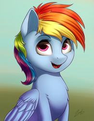 Size: 931x1194 | Tagged: safe, artist:deltauraart, rainbow dash, pegasus, pony, female, mare, multicolored hair, solo