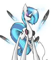 Size: 1024x1216 | Tagged: safe, artist:sinrar, derpibooru import, dj pon-3, vinyl scratch, pony, unicorn, headphones, solo