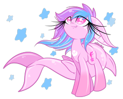 Size: 2500x2010 | Tagged: safe, artist:starlightlore, oc, oc only, original species, shark pony, simple background, solo, starry eyes, transparent background, wingding eyes