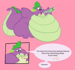 Size: 1280x1192 | Tagged: safe, artist:samael, princess celestia, spike, alicorn, dragon, pony, bhm, cute, fat, fat spike, huge belly, morbidly obese, obese, weight gain