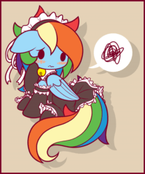 Size: 1125x1350 | Tagged: safe, artist:symbianl, rainbow dash, pegasus, pony, animated, bell, bell collar, blushing, chibi, clothes, collar, cute, dashabetes, embarrassed, gif, maid, no nose, pictogram, rainbow dash always dresses in style, solo, symbianl is trying to murder us, symbianl's chibis, •~•