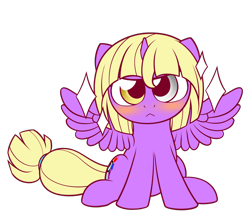 Size: 1300x1100 | Tagged: safe, artist:symbianl, oc, oc only, oc:mary sue, alicorn, pony, alicorn oc, blushing, female, heterochromia, horn, looking at you, simple background, solo, transparent background, wings