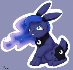 Size: 1150x1100 | Tagged: safe, artist:alasou, derpibooru import, princess luna, rabbit, bunnified, cute, ethereal mane, female, lunabetes, solo, species swap