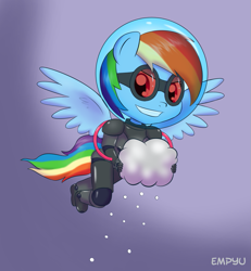 Size: 923x1000 | Tagged: safe, artist:empyu, derpibooru import, rainbow dash, anthro, cloud, crossover, dc comics, mr. freeze, solo