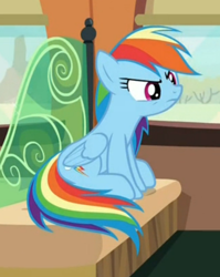 Size: 642x806 | Tagged: safe, screencap, rainbow dash, pegasus, pony, buckball season, angry, cute, dashabetes, female, madorable, mare, sitting, solo