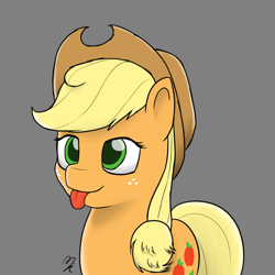 Size: 1280x1280 | Tagged: safe, artist:mkogwheel, derpibooru import, applejack, earth pony, pony, :p, cute, jackabetes, silly, silly pony, solo, tongue out