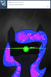 Size: 1050x1582 | Tagged: safe, artist:underpable, derpibooru import, princess luna, alicorn, pony, :3, goggles, just another luna blog, night vision goggles, solo