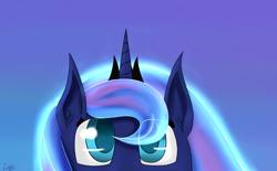 Size: 1280x796 | Tagged: safe, artist:tlmoonguardian, derpibooru import, princess luna, alicorn, pony, cute, ear fluff, looking at you, looking up, portrait, simple background, solo, soon