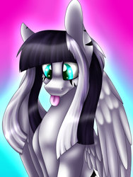 Size: 1500x2000 | Tagged: safe, artist:immagoddampony, oc, oc only, oc:laura the zony, pegasus, pony, silly, silly face, silly pony, solo, tongue out