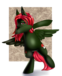 Size: 2971x3649 | Tagged: safe, artist:theneithervoid, oc, oc only, oc:maya heartstrings, pegasus, pony, commission, cutie mark, dab, dancing, dreadlocks, high res, smiling, solo, wings, ych result