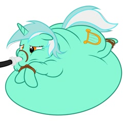 Size: 1231x1161 | Tagged: safe, artist:calorie, lyra heartstrings, belly, belly bed, bondage, fat, feeding tube, force feeding, hose, impossibly large belly, inflation, lard-ra heartstrings, lyra feedee, morbidly obese, obese, plot, rope, stuck, stuffing, tied up