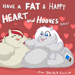 Size: 650x650 | Tagged: safe, artist:askcocoamtn, artist:glwuffie, oc, oc only, oc:cocoa mountain, fat, hearts and hooves day, morbidly obese, obese