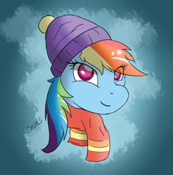 Size: 2095x2110 | Tagged: safe, artist:sanzols, rainbow dash, pegasus, pony, blue mane, female, mare, multicolored mane