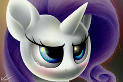 Size: 3000x2000 | Tagged: safe, artist:symbianl, rarity, pony, unicorn, castle sweet castle, blushing, crying, cute, female, fluffy, gradient background, purple eyes, signature, solo, teary eyes