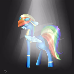 Size: 3200x3200 | Tagged: safe, artist:sunshinejoyyt, rainbow dash, pegasus, pony, clothes, crying, sad, solo, wonderbolts uniform