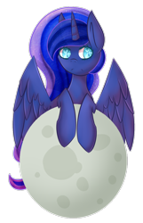 Size: 900x1400 | Tagged: safe, artist:kittenburger3, princess luna, alicorn, pony, heart eyes, moon, solo, tangible heavenly object, wingding eyes