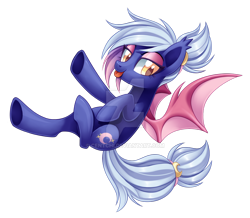Size: 1024x891 | Tagged: safe, artist:centchi, oc, oc only, oc:moon sugar, bat pony, pony, bat pony oc, simple background, solo, tail wrap, tongue out, transparent background, watermark