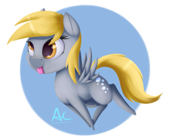 Size: 1311x1072 | Tagged: safe, artist:ac-whiteraven, derpy hooves, pegasus, pony, chibi, cute, female, mare, solo, tongue out