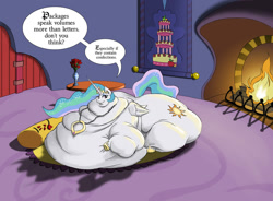 Size: 1042x767 | Tagged: safe, artist:bonusart, princess celestia, alicorn, pony, chubbylestia, fat, impossibly large butt, marzipan mascarpone meringue madness, morbidly obese, obese, rolls of fat