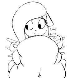 Size: 421x468 | Tagged: safe, artist:okiedokielowkey, fluttershy, pegasus, pony, belly, fat, inflation, obese, stuffing