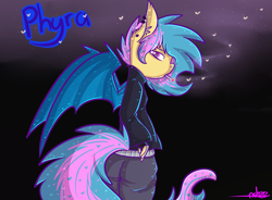 Size: 3000x2210 | Tagged: safe, artist:ashee, oc, oc only, oc:phyra, anthro, bat pony, cigarette, clothes, piercing, smoking, solo