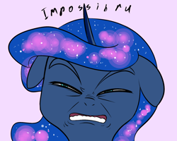 Size: 1280x1024 | Tagged: safe, artist:underpable, derpibooru import, princess luna, alicorn, pony, faic, floppy ears, impossibru, just another luna blog, meme, reaction image, solo, squint