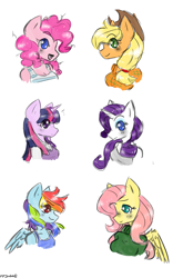 Size: 3250x5200 | Tagged: safe, artist:fiji-firefox, derpibooru import, applejack, fluttershy, pinkie pie, rainbow dash, rarity, twilight sparkle, anthro, clothes, mane six, sketch, sweater, sweatershy, tanktop