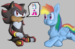 Size: 2150x1416 | Tagged: safe, artist:veskler, derpibooru import, rainbow dash, anthro, plantigrade anthro, crossover, request, shadow the hedgehog, sonic the hedgehog (series), sonicified