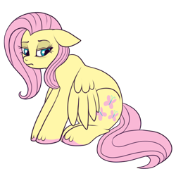 Size: 500x500 | Tagged: safe, artist:lulubell, derpibooru import, fluttershy, pegasus, pony, sad, simple background, solo, transparent background