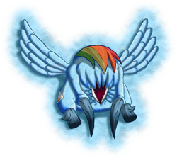 Size: 1531x1368 | Tagged: safe, artist:super-zombie, rainbow dash, adoracreepy, creepy, cute, half-life, headcrab, species swap